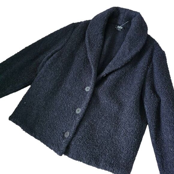 Eileen Fisher Wool Boucle Jacket Women's Small Black Long Sleeve Button Blazer C - Picture 2 of 6